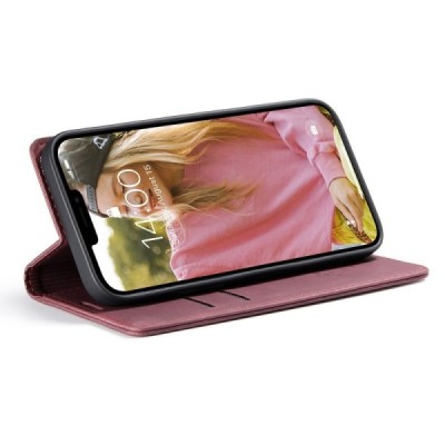 Apple iPhone 13 CaseMe Retro solīds atvēramais ādas bordo maciņš - maks | Vacins.lv