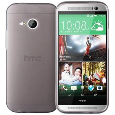 HTC One Mini 2 skaidrus (permatomas) kieto silikono TPU ploniausias pasaulyje pilkas dėklas / Priedai.lt