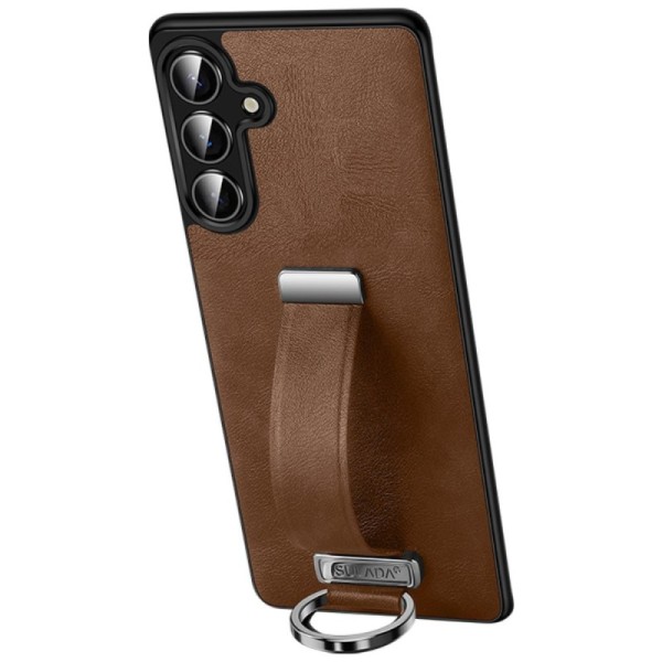 „SULADA“ Leather Kickstand dėklas - rudas (Galaxy S25)