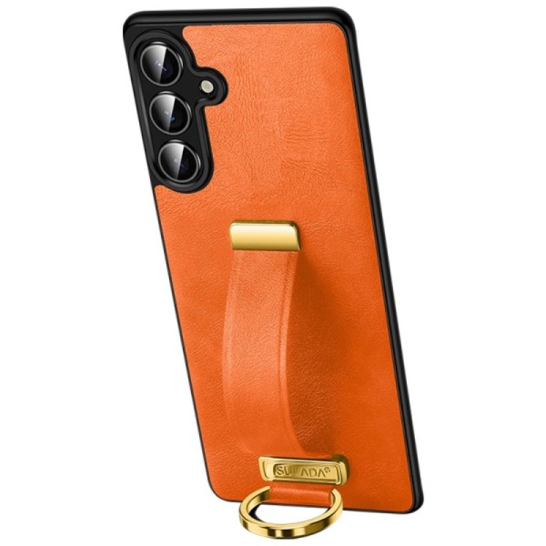 „SULADA“ Leather Kickstand dėklas - oranžinis (Galaxy S25)