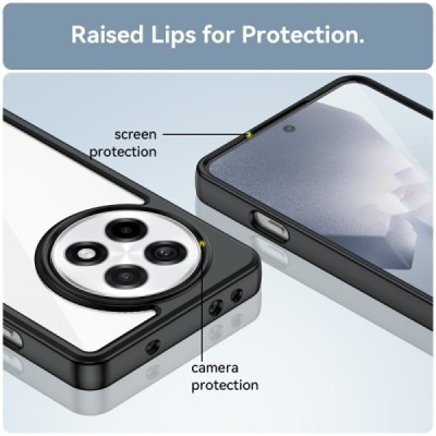 OnePlus 13R "Mofan" caurspīdīgs cieta silikona (TPU) apvalks - melns | vacins.lv