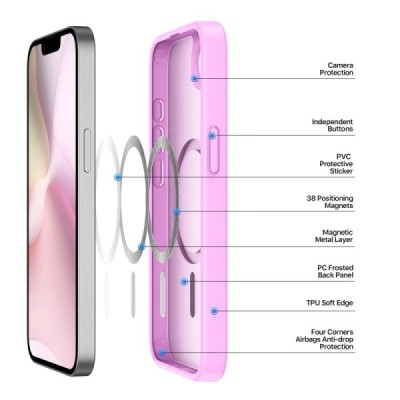 „DUX DUCIS“ Yind MagSafe matinis kieto silikono (TPU) dėklas - rožinis (iPhone 17e / 16e)