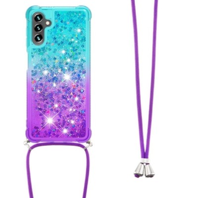 Samsung Galaxy A34 5G "Yibo" Shine Strap cietā silikona (TPU) vāciņš - violets/zils | Vacins.lv