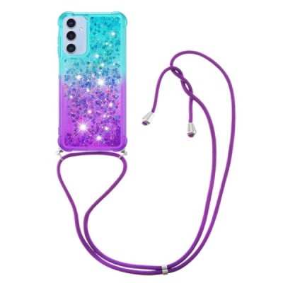Samsung Galaxy A15 5G "Yibo" Shine Strap cietā silikona (TPU) vāciņš - violets/zils | Vacins.lv