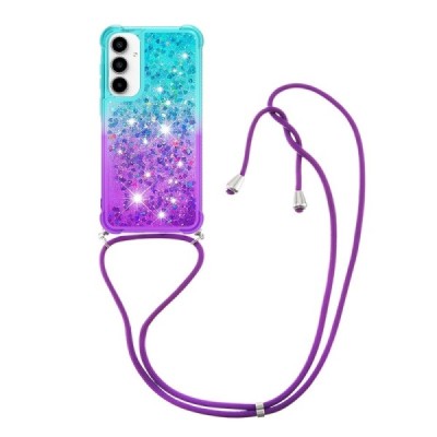 Samsung Galaxy A35 5G "Yibo" Shine Strap cietā silikona (TPU) vāciņš - violets/zils | Vacins.lv