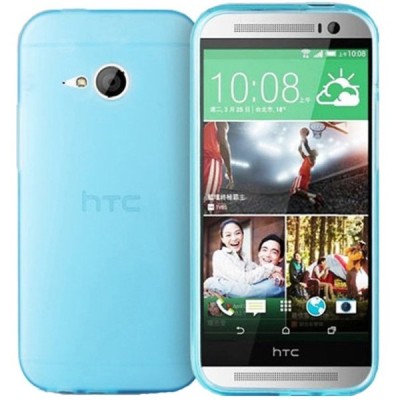 HTC One Mini 2 skaidrus (permatomas) kieto silikono TPU ploniausias pasaulyje mėlynas dėklas / Priedai.lt