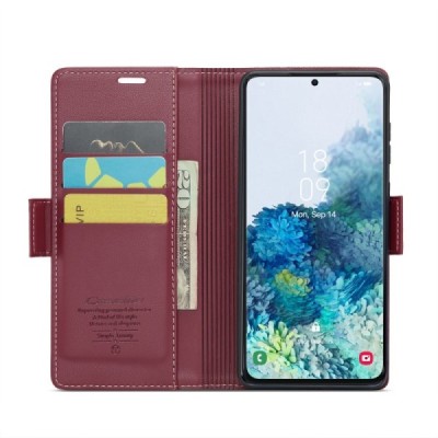 Samsung Galaxy S20+ CaseMe Retro solīds atvēramais ādas bordo maciņš - maks | Vacins.lv