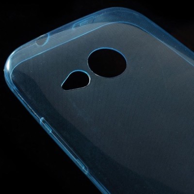 HTC One Mini 2 skaidrus (permatomas) kieto silikono TPU ploniausias pasaulyje mėlynas dėklas / Priedai.lt
