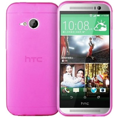 HTC One Mini 2 skaidrus (permatomas) kieto silikono TPU ploniausias pasaulyje rožinis dėklas / Priedai.lt