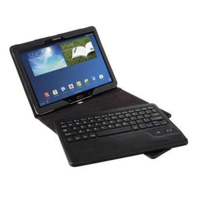 Samsung Galaxy Note 10.1 2014 P600 (P605) ādas atvēramais melns futrālis ar bluetooth tastatūra / Vacins.lv