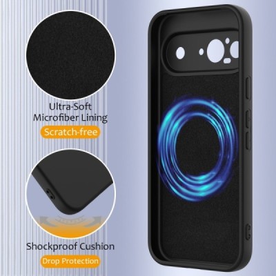 Google Pixel 9 "Shell" MagSafe cieta silikona (TPU) melns apvalks | vacins.lv