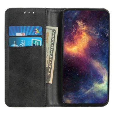 Samsung Galaxy A56 „Split“ juodas odinis atverčiamas dėklas - knygutė | Priedai.lt