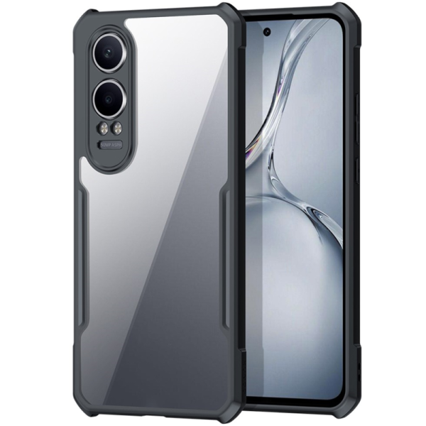 „XUNDD“ kieto silikono (TPU) akrilinis dėklas - skaidrus / juodas (OnePlus Nord CE4 Lite 5G)