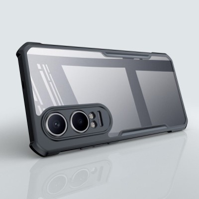 OnePlus Nord CE4 Lite 5G „XUNDD“ skaidrus juodos spalvos apvadais kieto silikono TPU akrilo dėklas - nugarėlė | Priedai.lt