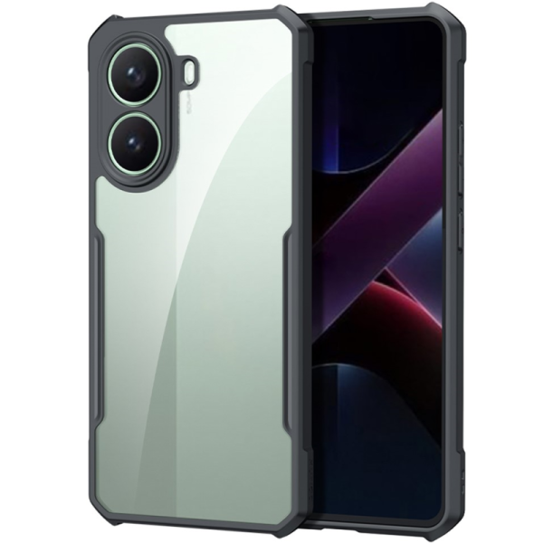 "XUNDD" cieta silikona (TPU) akrils apvalks - dzidrs / melns (Poco X7 Pro 5G)