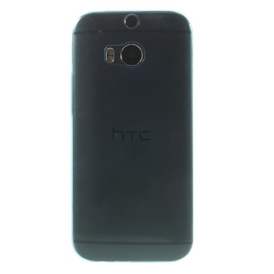 HTC One M8 skaidrus (permatomas) kieto silikono TPU ploniausias pasaulyje mėlynas dėklas / Priedai.lt