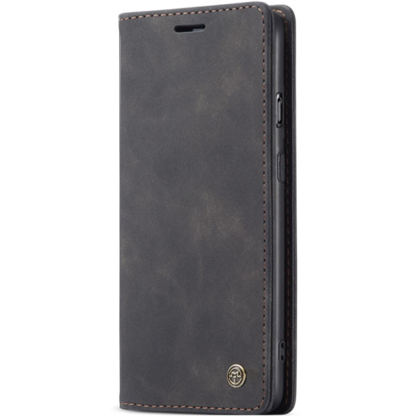 "CaseMe" Retro solīds atvēramais ādas maciņš - melns (OnePlus 8T)