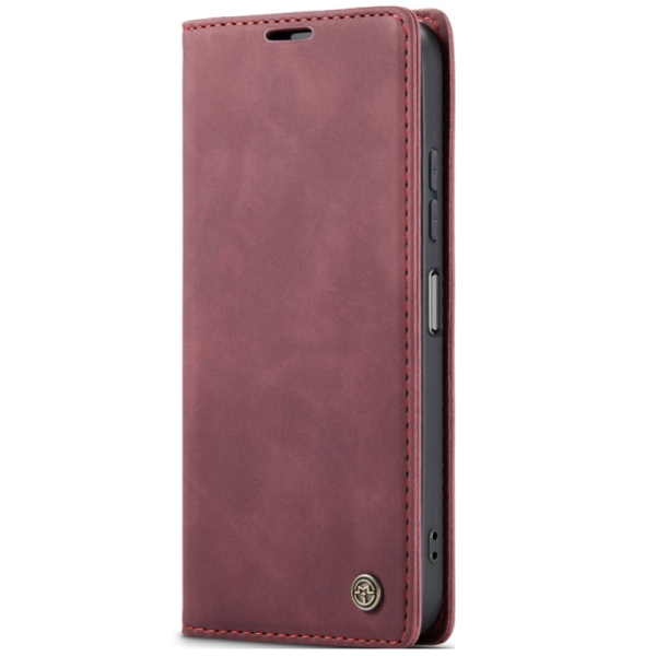 "CaseMe" Retro solīds atvēramais ādas maciņš - bordo (Galaxy A26)