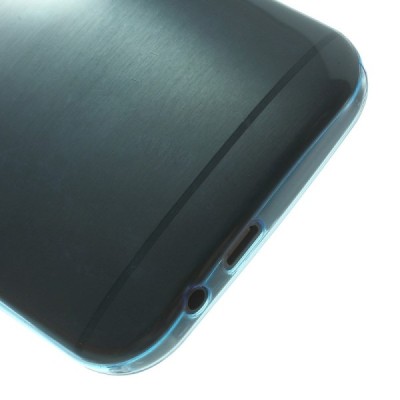 HTC One M8 skaidrus (permatomas) kieto silikono TPU ploniausias pasaulyje mėlynas dėklas / Priedai.lt
