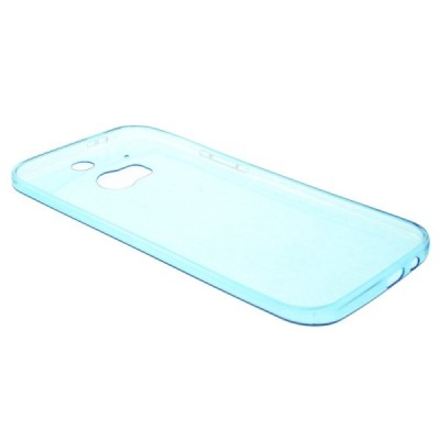 HTC One M8 skaidrus (permatomas) kieto silikono TPU ploniausias pasaulyje mėlynas dėklas / Priedai.lt