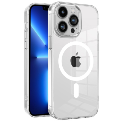 Tubi MagSafe Apple iPhone 15 Pro Max skaidrus (permatomas) kieto silikono dėklas - nugarėlė | Priedai.lt