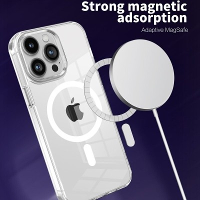 Tubi MagSafe Apple iPhone 15 Pro Max skaidrus (permatomas) kieto silikono dėklas - nugarėlė | Priedai.lt