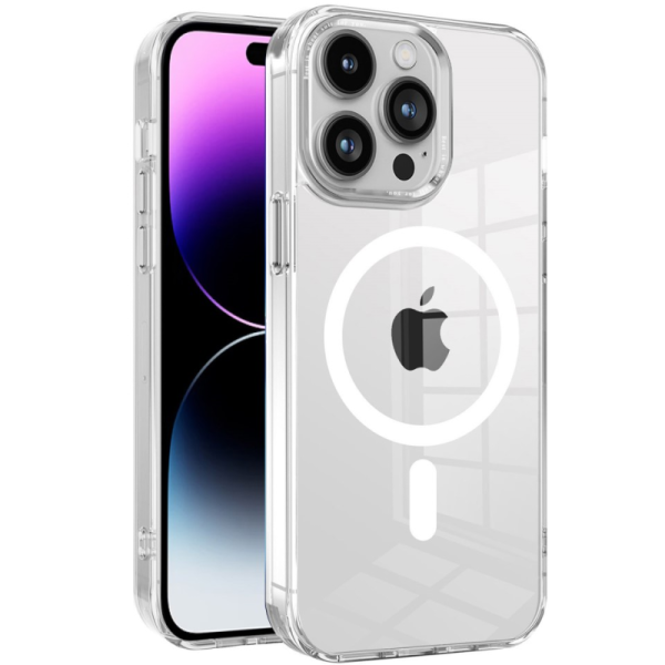 "Tubi" MagSafe cietā silikona (TPU) apvalks - dzidrs (iPhone 14 Pro)