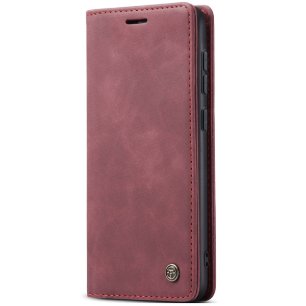 "CaseMe" Retro solīds atvēramais ādas maciņš - bordo (Galaxy S24 / S25)