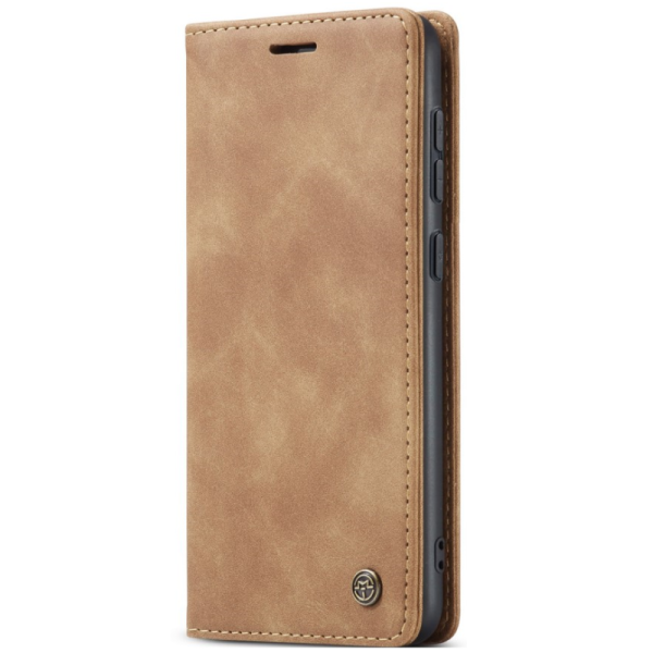 "CaseMe" Retro solīds atvēramais ādas maciņš - gaiši brūns (Galaxy S24 / S25)