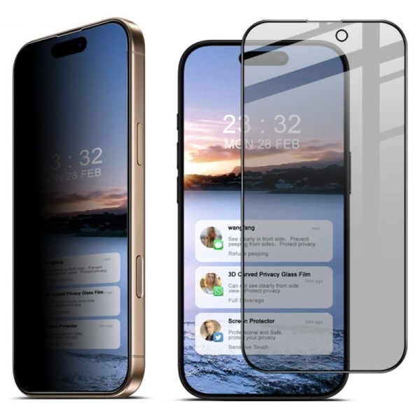 "IMAK" Tempered Glass melns ekrāna aizsargstikls - privāta (iPhone 16 Pro)