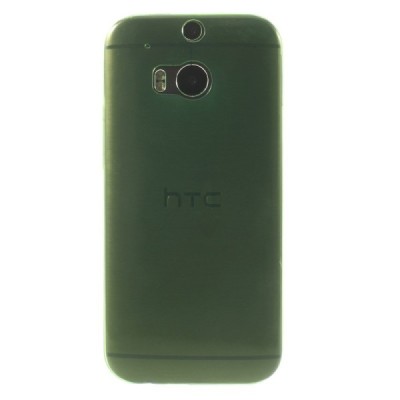 HTC One M8 skaidrus (permatomas) kieto silikono TPU ploniausias pasaulyje žalias dėklas / Priedai.lt