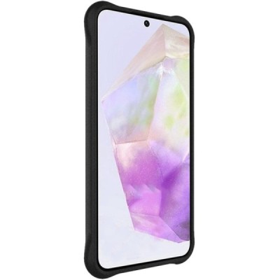 Samsung Galaxy A56 "Imak" pastiprinātas aizsardzības cieta silikona matēta (TPU) melns vāciņš | Vacins.lv