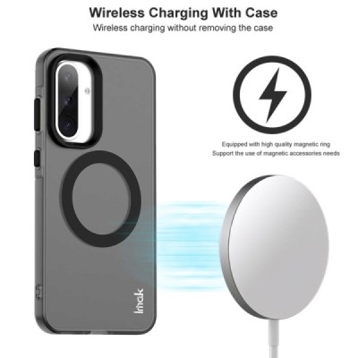 Samsung Galaxy A56 / A36 "IMAK" Candy MagSafe matēts cieta silikona (TPU) apvalks - melns | vacins.lv