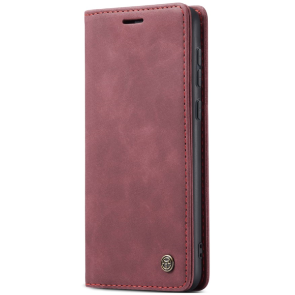 "CaseMe" Retro solīds atvēramais ādas maciņš - bordo (Galaxy A56)