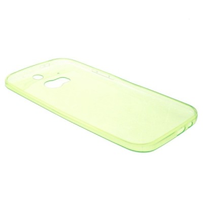 HTC One M8 skaidrus (permatomas) kieto silikono TPU ploniausias pasaulyje žalias dėklas / Priedai.lt