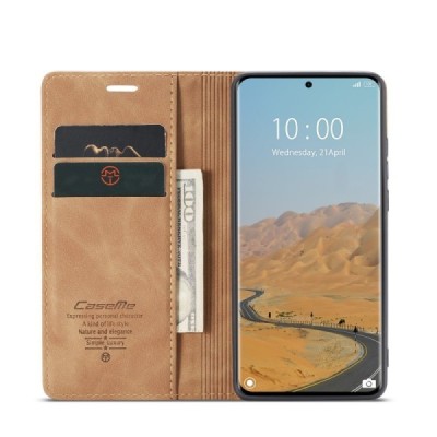 Xiaomi Redmi Note 14 Pro (Pro+) 5G (Poco X7 5G) CaseMe Retro solīds atvēramais ādas gaiši brūns maciņš - maks | Vacins.lv
