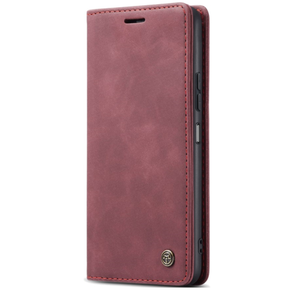 "CaseMe" Retro solīds atvēramais ādas maciņš - bordo (Redmi 13 / Poco M6 4G / Redmi Note 13R 5G)