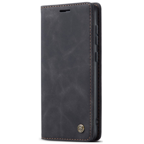 "CaseMe" Retro solīds atvēramais ādas maciņš - melns (Galaxy S24+ / S25+)