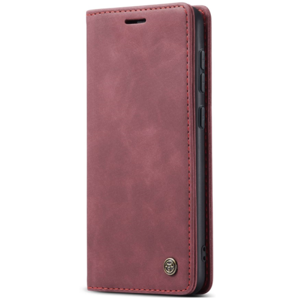 "CaseMe" Retro solīds atvēramais ādas maciņš - bordo (Galaxy S24+ / S25+)