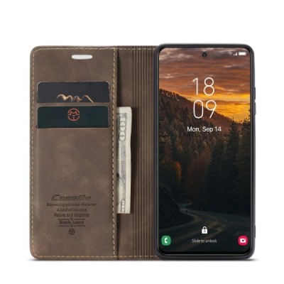 Samsung Galaxy S24+ / S25+ CaseMe Retro solīds atvēramais ādas brūns maciņš - maks | Vacins.lv