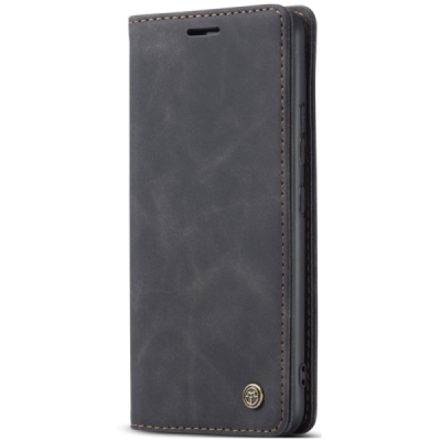 Samsung Galaxy S10 Lite CaseMe Retro solīds atvēramais ādas melns maciņš - maks | Vacins.lv