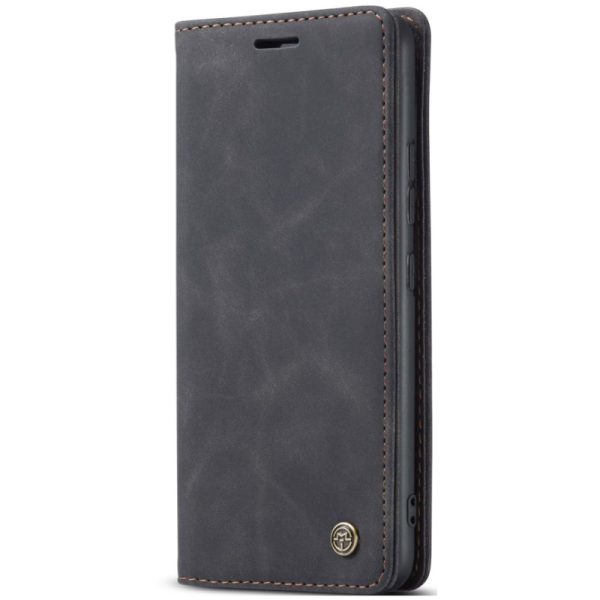 "CaseMe" Retro solīds atvēramais ādas maciņš - melns (Galaxy S10 Lite)