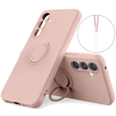 Samsung Galaxy S24 "Dechen" Ring Kickstand cieta silikona (TPU) apvalks - rozs | Vacins.lv