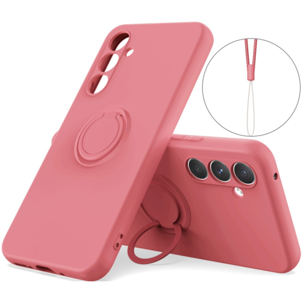 "Dechen" Ring Kickstand cieta silikona (TPU) apvalks - sarkans (Galaxy A15)
