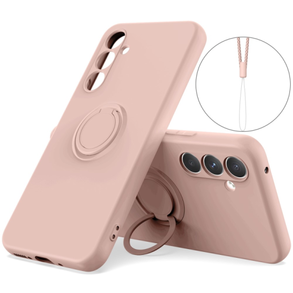 "Dechen" Ring Kickstand cieta silikona (TPU) apvalks - rozs (Galaxy A15)
