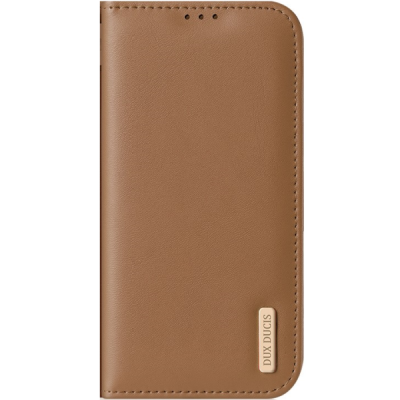 „Dux Ducis“ Hivo atverčiamas dėklas - rudas (iPhone 17e / 16e)