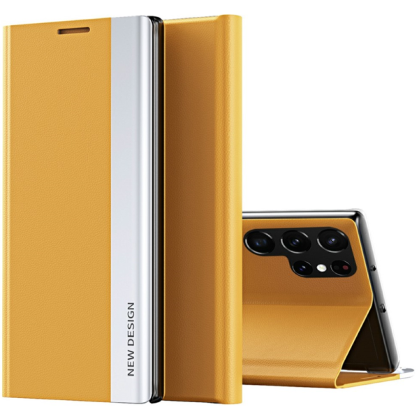 "Baoshi" Side Line atvērams maciņš - dzeltens (Galaxy S25 Ultra)