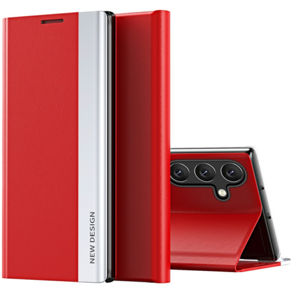 "Baoshi" Side Line atvērams maciņš - sarkans (Galaxy S24 / S25)