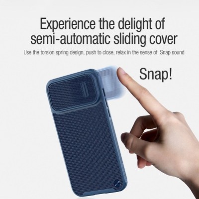 Apple iPhone 14 Pro Max "Nillkin" CamShield Textured S Magnetic melns apvalks, aizmugure ar kameras aizsargu | vacins.lv