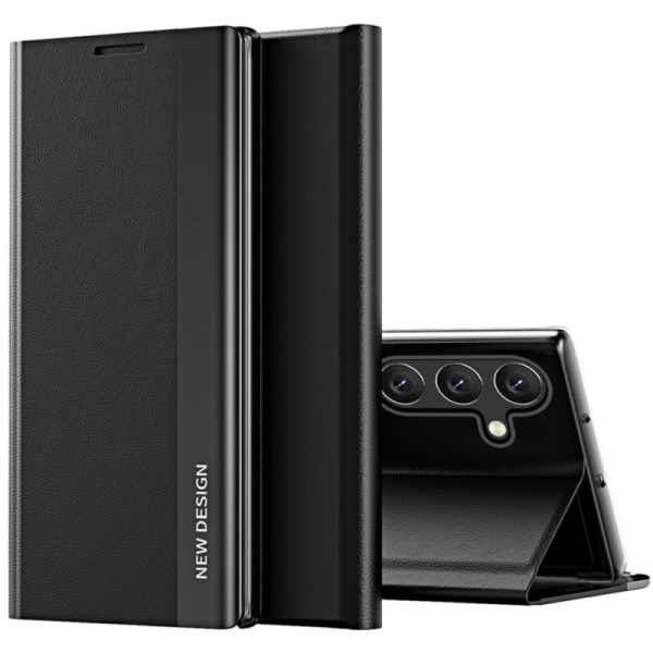 "Baoshi" Side Line atvērams maciņš - melns (Galaxy S24+ / S25+)